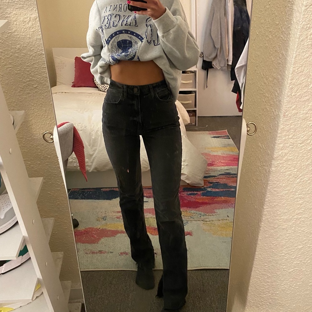 Zara Split Hem Straight Leg Jean